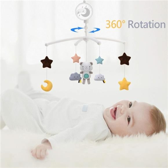 Baby Musical Crib Mobile with Hanging Rotating Toy,Infant Bed Decoration Newborn - Picture 7 of 8